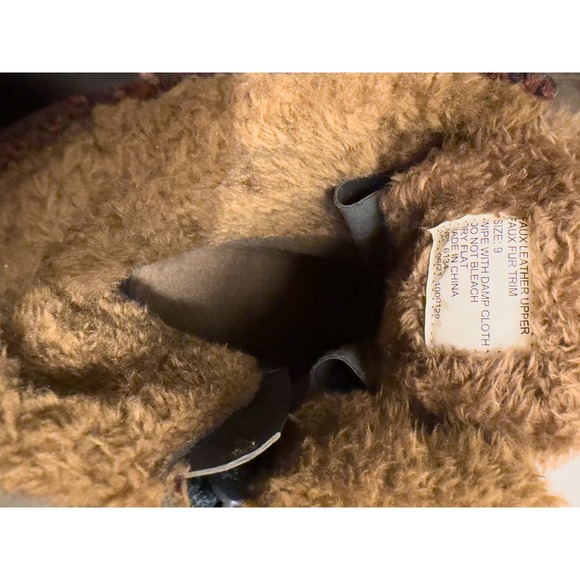 LUKEE by MUK LUKS Womens sz9 Navy Blue Knit Cuff Lace Up Ankle Boots Memory Foam - Picture 5 of 7